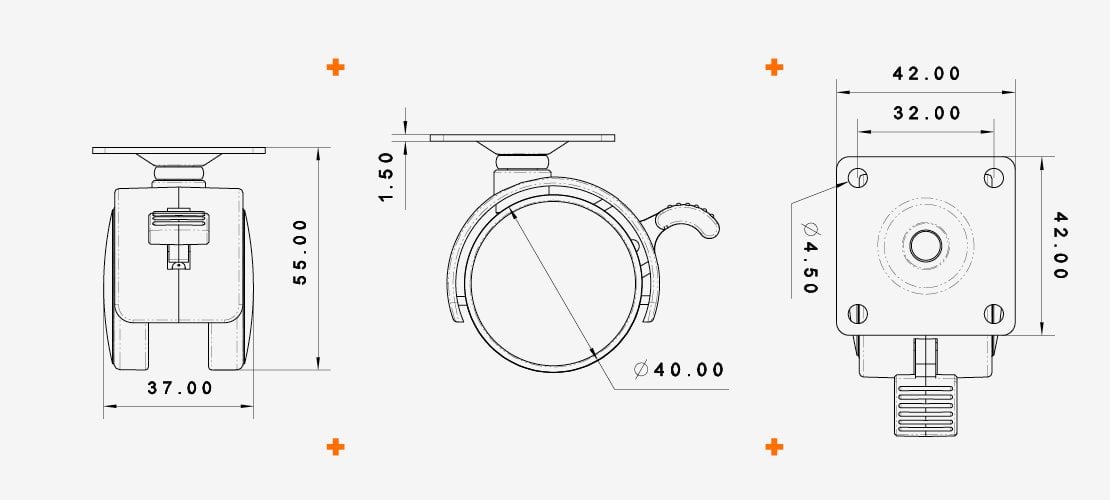 Plated Polyamide Wheel with Brake