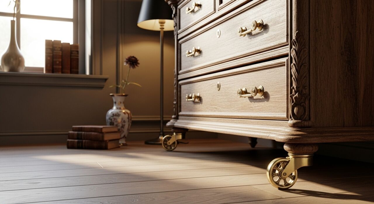 Pirinç Tekerleklerle Mobilyalarda Antik Görüntü